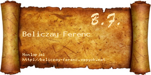 Beliczay Ferenc névjegykártya